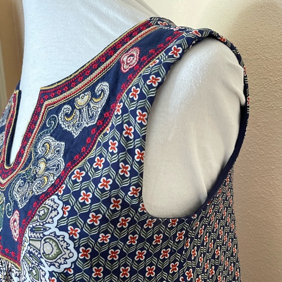 Luxology Blue Paisley Floral Embroidered Dress with Handkerchief Hem - Picture 3 of 5